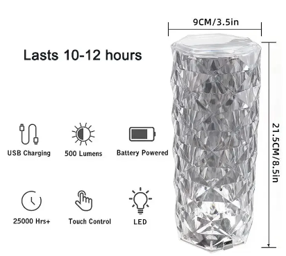 LED 16 Color Crystal Desk Lamp