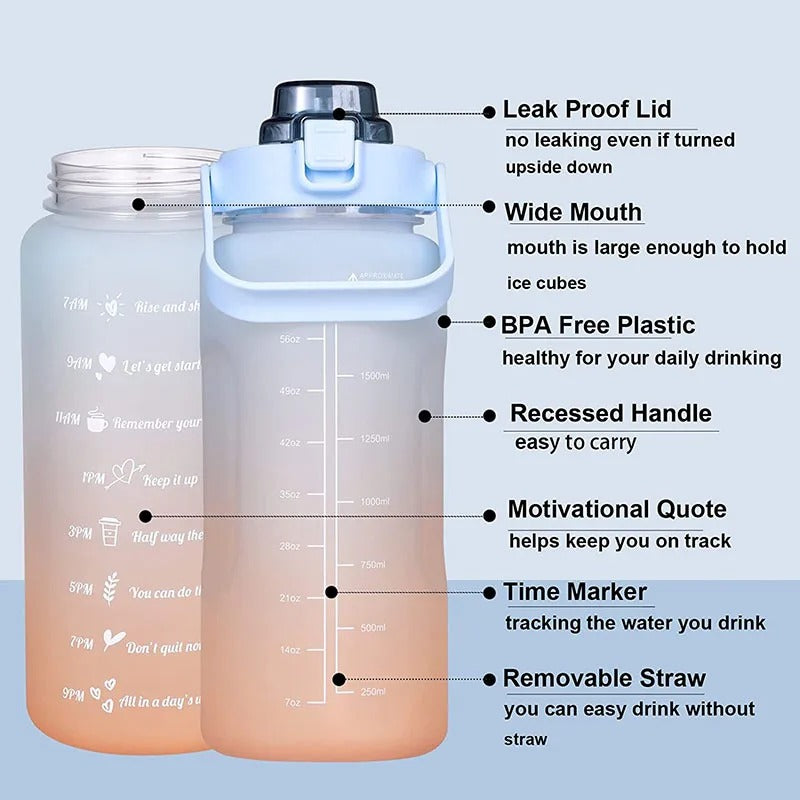 Motivational Water Bottle 2L
