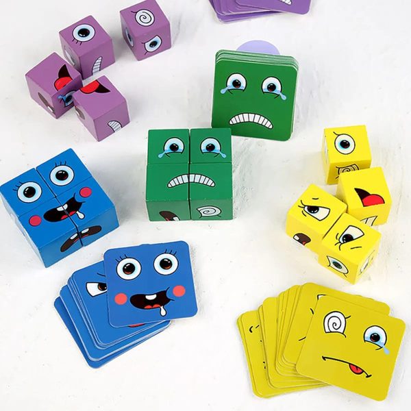 Wooden Face Cube Puzzle