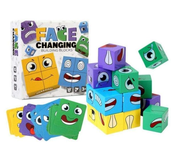 Wooden Face Cube Puzzle