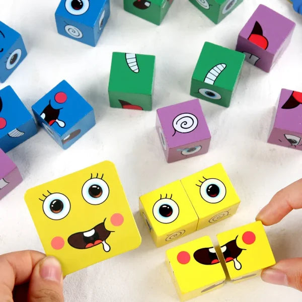 Wooden Face Cube Puzzle