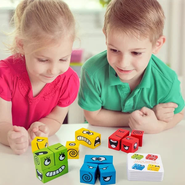 Wooden Face Cube Puzzle