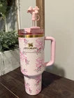 Stanley x LoveShackFancy Quencher H2.0 FlowState 40oz Tumbler – Pink Butterfly – Gift Box Included – New