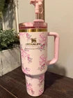 Stanley x LoveShackFancy Quencher H2.0 FlowState 40oz Tumbler – Pink Butterfly – Gift Box Included – New