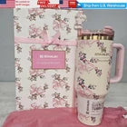 Stanley x LoveShackFancy Quencher H2.0 FlowState 40oz Tumbler – Pink Butterfly – Gift Box Included – New